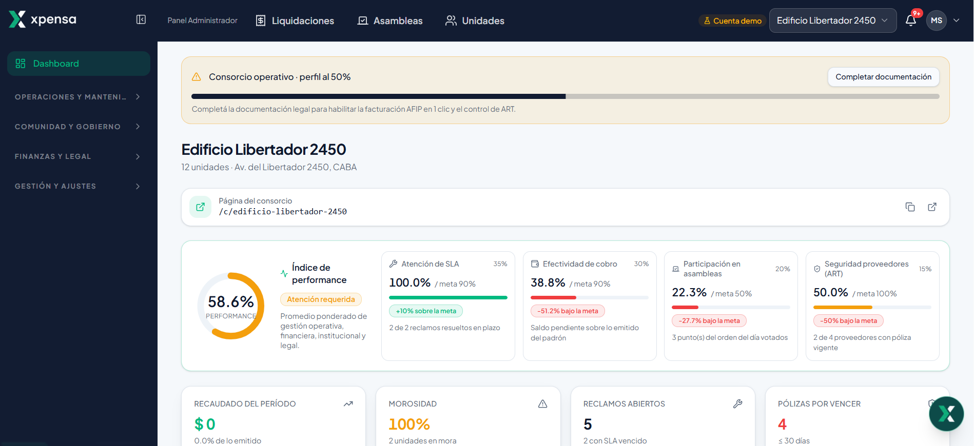 Vista real de Xpensa para residentes y propietarios
